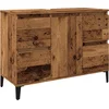 Image de vidaXL - Wastafelkast - 80x33x60 - cm - bewerkt - hout - oud - houtkleurig