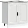 Image de vidaXL - Waskompkast - met - opslag - met - de - deur - Porto - 2 - pcs - Wit - Bewerkt - hout