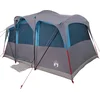 Image de vidaXL - Familietent - met - dak - Blauw - en - Grijs - 435 - x - 255 - x - 216 - cm