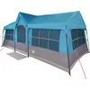 Image de vidaXL - Familietent - met - dak - Blauw - en - Grijs - 622 - x - 295 - x - 238 - cm