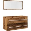 Image de vidaXL - 2-delige - Badkamermeubelset - bewerkt - hout - oud - houtkleurig