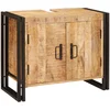 Image de vidaXL - Wastafelkast - met - plank - Bruin - 71 - x - 33 - x - 58 - cm - Massief - Mango - Hout