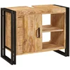 Image de vidaXL - Wastafelkast - met - plank - Bruin - 71 - x - 33 - x - 58 - cm - Massief - Mango - Hout
