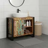 Image de vidaXL - Wastafelkast - met - plank - Multikleur - Massief - Gerecycleerd - Hout