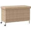 Image de vidaXL - Tuinbox - met - wielen - 110x55x73 - cm - poly - rattan - gemengd - beige