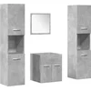Image de vidaXL - 4-delige - Badkamermeubelset - bewerkt - hout - betongrijs