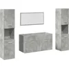 Image de vidaXL - 4-delige - Badkamermeubelset - bewerkt - hout - betongrijs