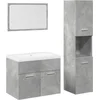 Image de vidaXL - 4-delige - Badkamermeubelset - bewerkt - hout - betongrijs