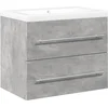 Image de vidaXL - 2-delige - Badkamermeubelset - bewerkt - hout - betongrijs