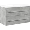 Image de vidaXL - 2-delige - Badkamermeubelset - bewerkt - hout - betongrijs