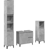 Image de vidaXL - 3-delige - Badkamermeubelset - bewerkt - hout - betongrijs