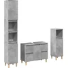 Image de vidaXL - 3-delige - Badkamermeubelset - bewerkt - hout - betongrijs