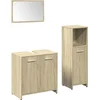 Image de vidaXL - 3-delige - Badkamermeubelset - bewerkt - hout - sonoma - eikenkleurig