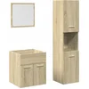 Image de vidaXL - 3-delige - Badkamermeubelset - bewerkt - hout - sonoma - eikenkleurig