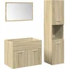 Image de vidaXL - 3-delige - Badkamermeubelset - bewerkt - hout - sonoma - eikenkleurig