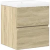 Image de vidaXL - 2-delige - Badkamermeubelset - bewerkt - hout - sonoma - eikenkleurig