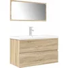 Image de vidaXL - 3-delige - Badkamermeubelset - bewerkt - hout - sonoma - eikenkleurig
