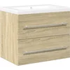 Image de vidaXL - 2-delige - Badkamermeubelset - bewerkt - hout - sonoma - eikenkleurig