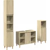 Image de vidaXL - 3-delige - Badkamermeubelset - bewerkt - hout - sonoma - eikenkleurig