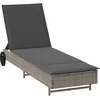 Image de vidaXL - Ligbed - met - wielen - en - kussen - poly - rattan - grijs