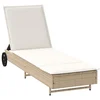 Image de vidaXL - Ligbed - met - wielen - en - kussen - poly - rattan - beige