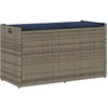 Image de vidaXL - Opbergbank - met - kussen - voor - buiten - 100 - cm - poly - rattan - grijs