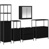 Image de vidaXL - Badkamermeubel - Set - met - plank - 5 - pcs - Zwart - Bewerkt - hout