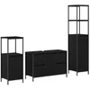 Image de vidaXL - Badkamermeubel - Set - met - lade - 3 - pcs - Zwart - Eiken - Bewerkt - hout