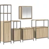 Image de vidaXL - Badkamermeubel - Set - 5 - pcs - Sonoma - Eiken - en - Zwart - Bewerkt - hout