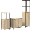 Image de vidaXL - Badkamermeubel - Set - 3 - pcs - Sonoma - Eiken - en - Zwart - Bewerkt - hout