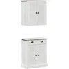 Image de vidaXL - Badkamermeubel - Set - met - plank - VIGO - 2 - pcs - Wit - en - Antiek - Wit