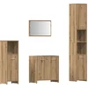 Image de vidaXL - 4-delige - Badkamermeubelset - bewerkt - hout - artisanaal - eikenkleur