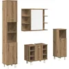 Image de vidaXL - 4-delige - Badkamermeubelset - bewerkt - hout - artisanaal - eikenkleur