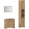 Image de vidaXL - 3-delige - Badkamermeubelset - bewerkt - hout - artisanaal - eikenkleur