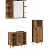 Image de vidaXL - 3-delige - Badkamermeubelset - bewerkt - hout - oud - houtkleurig