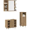 Image de vidaXL - 3-delige - Badkamermeubelset - bewerkt - hout - artisanaal - eikenkleur