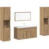 Image de vidaXL - 4-delige - Badkamermeubelset - bewerkt - hout - artisanaal - eikenkleur