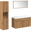 Image de vidaXL - 5-delige - Badkamermeubelset - bewerkt - hout - artisanaal - eikenkleur