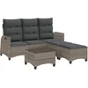 Image de vidaXL - 3-delige - Tuinbankstel - met - kussens - L-vormig - poly - rattan - grijs