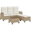 Image de vidaXL - 3-delige - Tuinbankstel - met - kussens - L-vormig - beige - poly - rattan