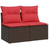 Image de vidaXL - 2-delige - Loungeset - met - kussens - poly - rattan - acacia - bruin