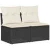 Image de vidaXL - 2-delige - Loungeset - met - kussens - poly - rattan - acacia - zwart