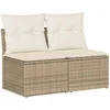 Image de vidaXL - 2-delige - Loungeset - met - kussens - poly - rattan - acacia - beige