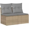 Image de vidaXL - 2-delige - Loungeset - met - kussens - poly - rattan - acacia - beige