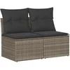 Image de vidaXL - 2-delige - Loungeset - met - kussens - poly - rattan - acacia - grijs