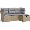 Image de vidaXL - 4-delige - Loungeset - met - kussens - poly - rattan - beige
