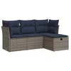 Image de vidaXL - 4-delige - Loungeset - met - kussens - poly - rattan - grijs