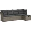 Image de vidaXL - 5-delige - Loungeset - met - kussens - poly - rattan - grijs