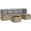 Image de vidaXL - 6-delige - Loungeset - met - kussens - poly - rattan - beige