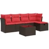Image de vidaXL - 6-delige - Loungeset - met - kussens - poly - rattan - bruin